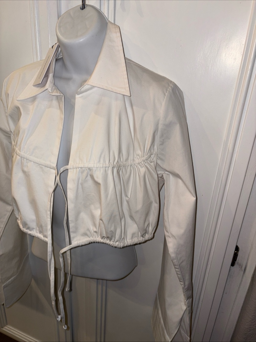 NWT Lovers & Friends White Tie Front Top Jacket Long Sleeves  Cotton Blend S